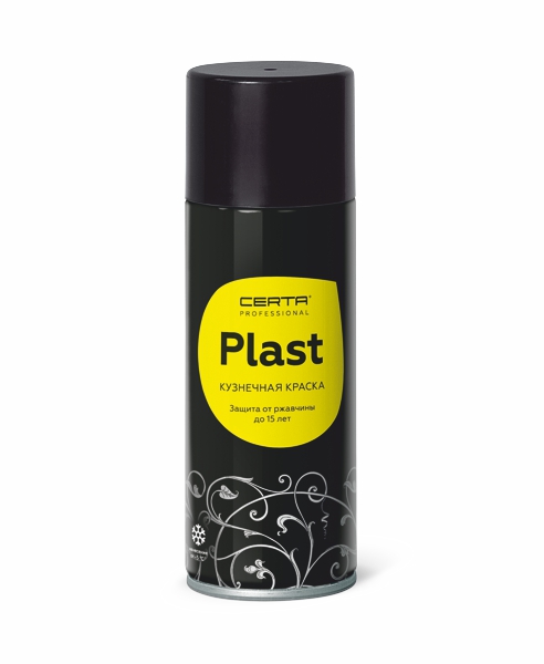 Кузнечная аэрозольная краска по металлу Церта-Пласт, Черный полуглянец, 520 мл, для ковки, для забора, для мебели