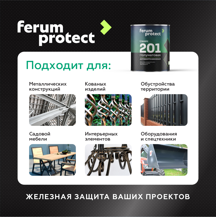 ferumprotect Грунт-эмаль FERUMPROTECT-201 classic полуматовая 2,7 кг Синий, для наружных работ, матовая, укрепляющая, стойкая, колеруемая