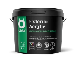 OLSTA Краска фасадная EXTERIOR ACRILIC, Белый, 2,7 л, Ольста Экстериор Акрилик для фасада, акриловая, для наружных работ