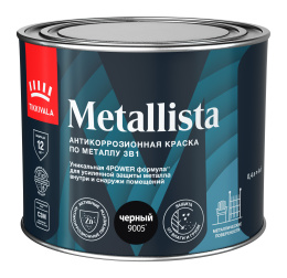 Краска по металлу 3в1 METALLISTA Tikkurila Тиккурила 0,4 л, Черный,