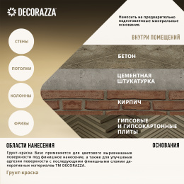 Decorazza Грунт-краска BASE, 9 л, для декоративной штукатурки, без резкого запаха, колеруемая для стен и потолков, Декораца Бейс