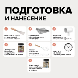 АМО Меловая краска для мебели АМОdecor, Коралловый риф, акриловая, для дерева, без резкого запаха, матовая, для окон и дверей