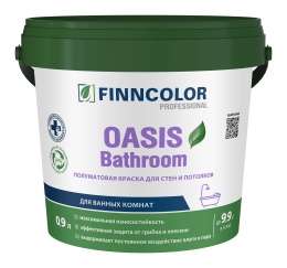 Краска для влажных помещений OASIS BATHROOM Finncolor 0,9л, Белый, профессиональное покрытие для минеральных оснований