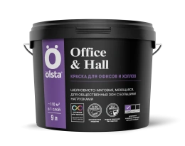 OLSTA Краска для офисов и холлов Office&hall, Белый, 2,7 л Ольста Офис Холл, моющаяся, для стен и потолков, водоэмульсионная, без запаха