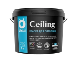 OLSTA Краска для потолков Ceiling, 0,9 л, Белый, Ольста Сейлинг, матовая, акриловая, без запаха