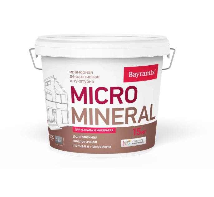Мраморная штукатурка MICRO Mineral, 15 кг, 665-1 — Bayramix Байрамикс Микро Минерал для фасада, для наружных и внутренних работ